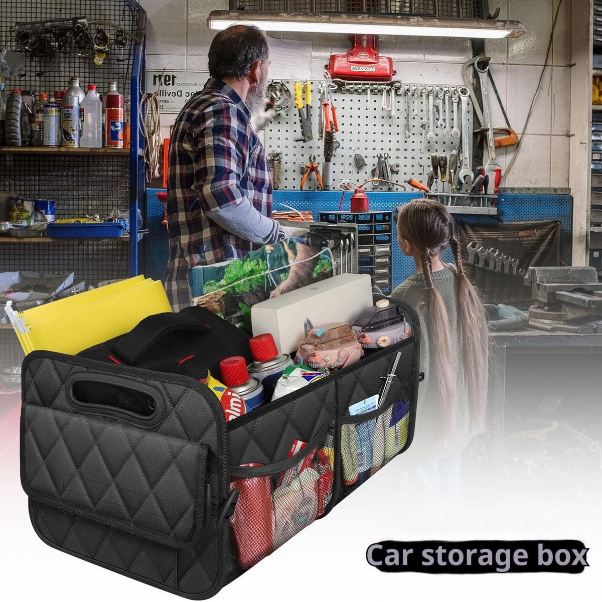 Organizador plegable negro para maletero